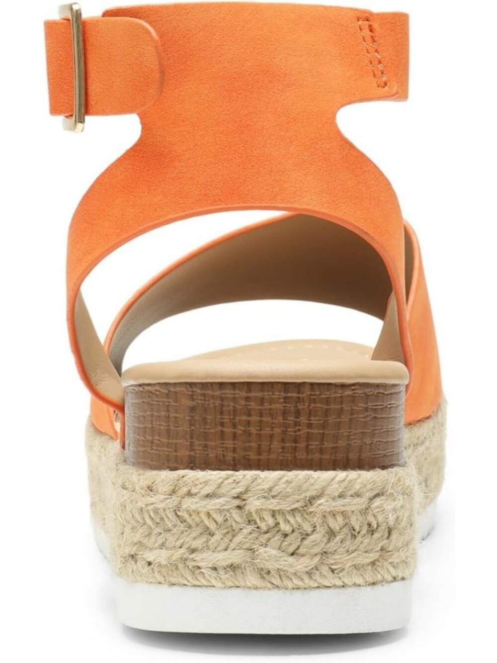 Women's Orange Comfortable Platform Espadrilles Ankle Strap Wedge Sandal Shoes - Picture 5 of 6